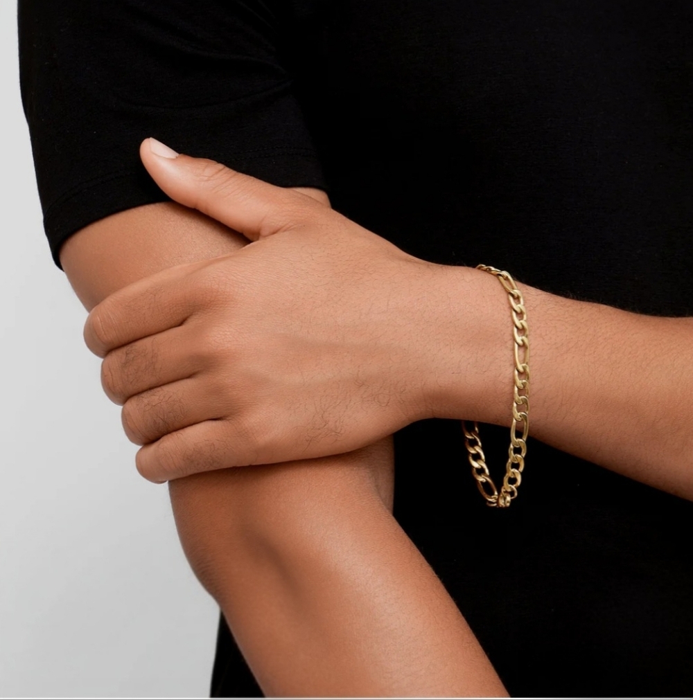 Adornia 7mm Figaro Chain Bracelet gold 9"